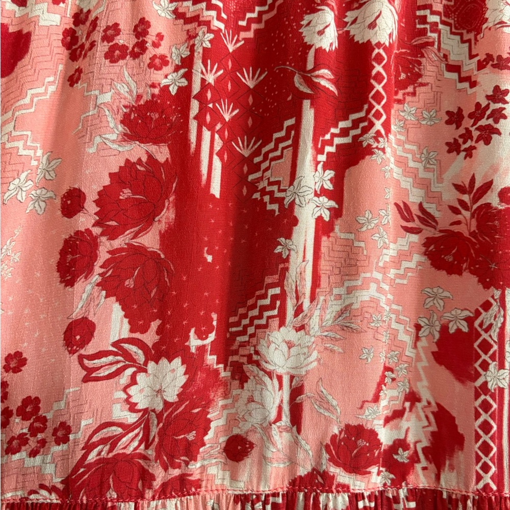 CHUFY Red and Pink Patterned Maxi Skirt - Picture 2 of 6